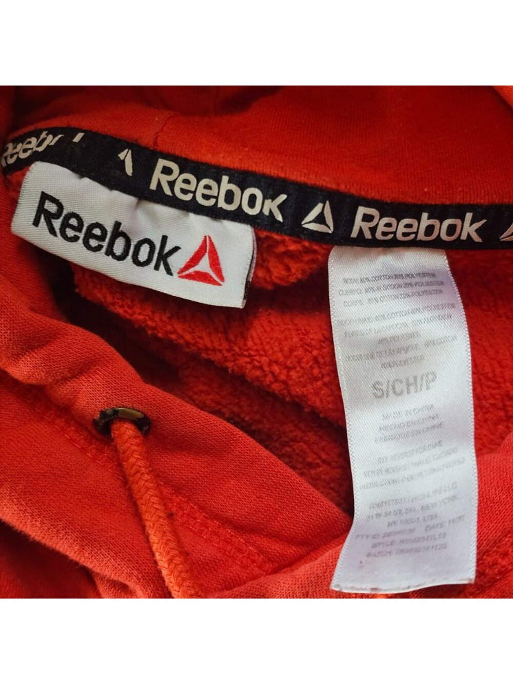 Reebok Hoodie Mens Small Red Cotton Blend Pullover Sweatshirt Athleticwear - Picture 4 of 8